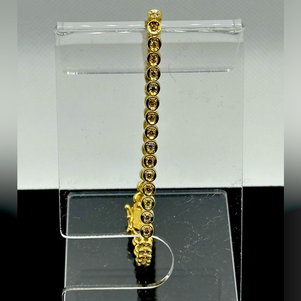 18k Yellow Gold Tennis Bracelet 1 carat diamond